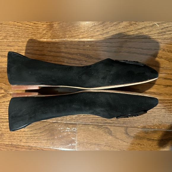 Tory Burch Georgia Black Suede Square Toe Ballet Flats with Emblem, size 7 EUC - Picture 9 of 13